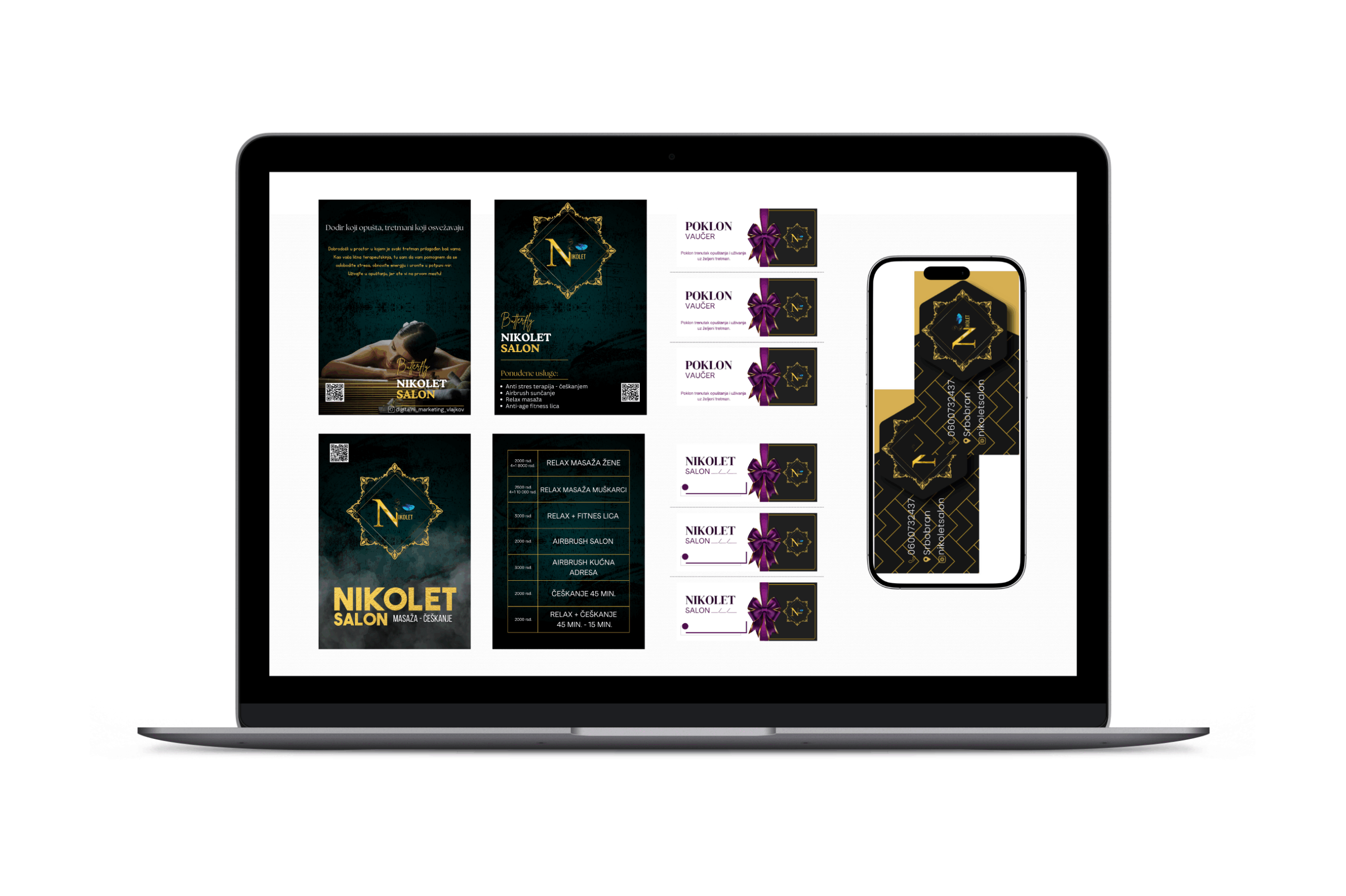nikolet salon iz novog sada i srbobrana digitalni marketing vlajkov kompletan dizajn i stampa flyera (flajera) , cenovnika , vizit karti , poklon vaucera