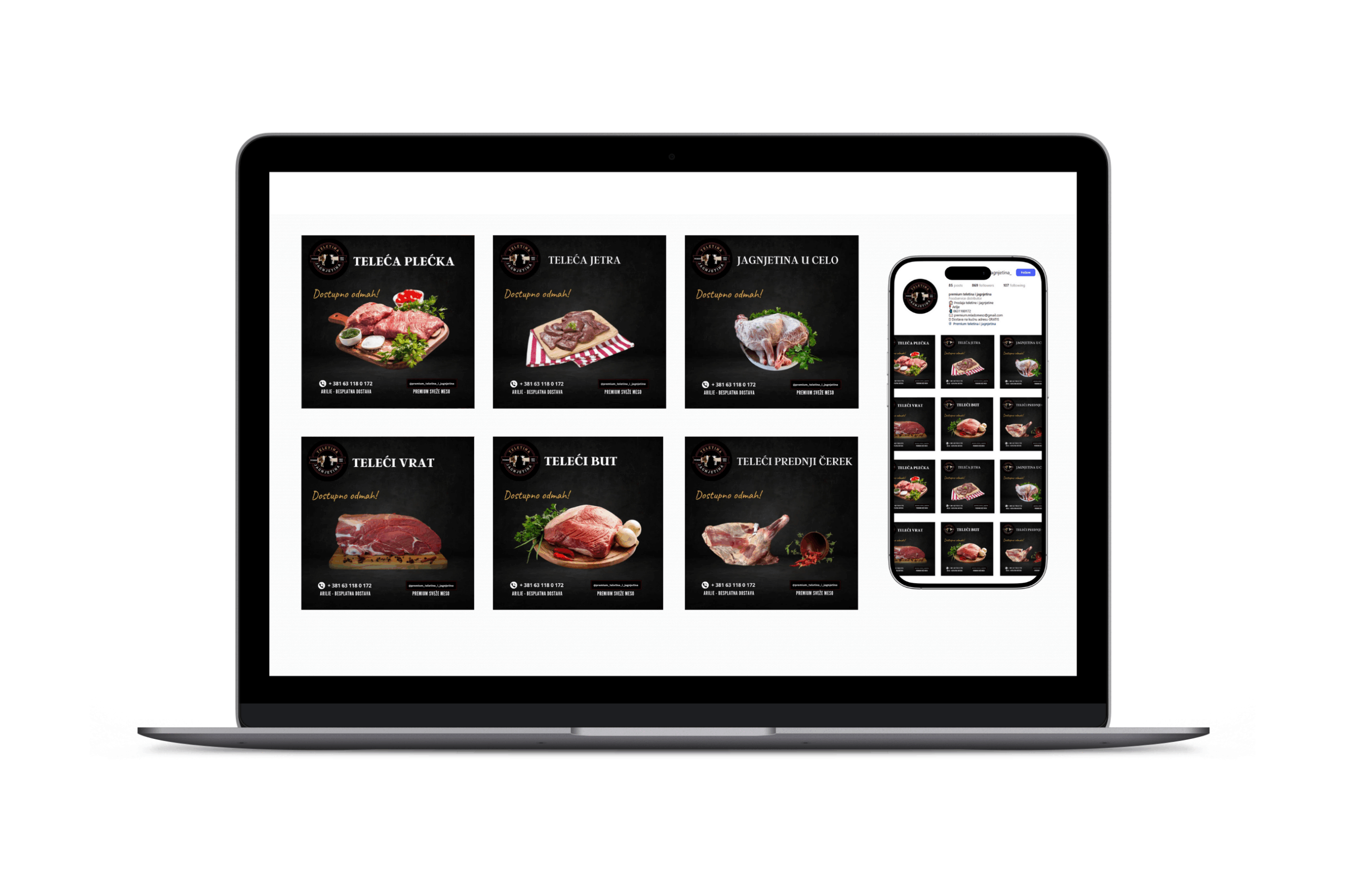premium teletina i jagnjetina iz klanice iz arilja digitalni marketing vlajkov kompletana graficka priprema objava i videa za instagram stranicu